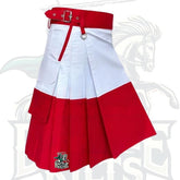 White with Red Christmas Utility Kilt – Festive Hybrid Scottish-Inspired Wear